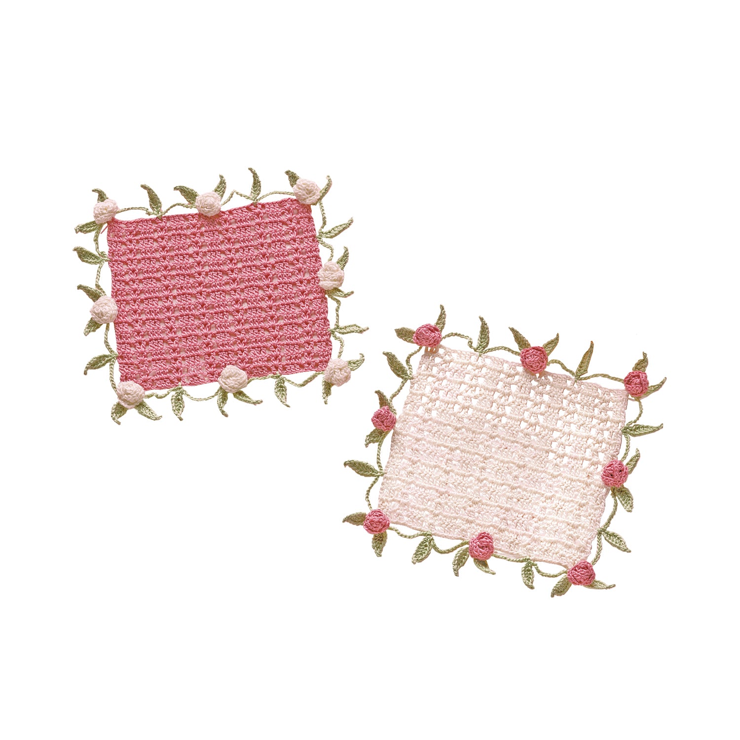 EG-97 Rose motif and leaf doily (set of 2)