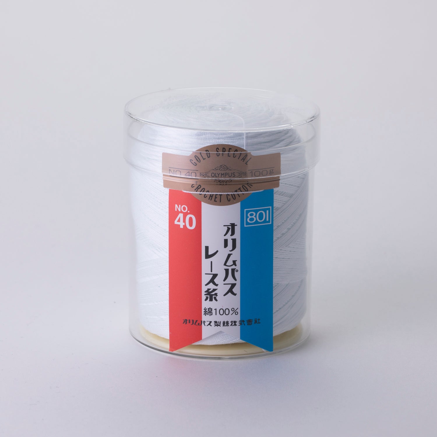 金票40番レース糸 100g玉巻 白