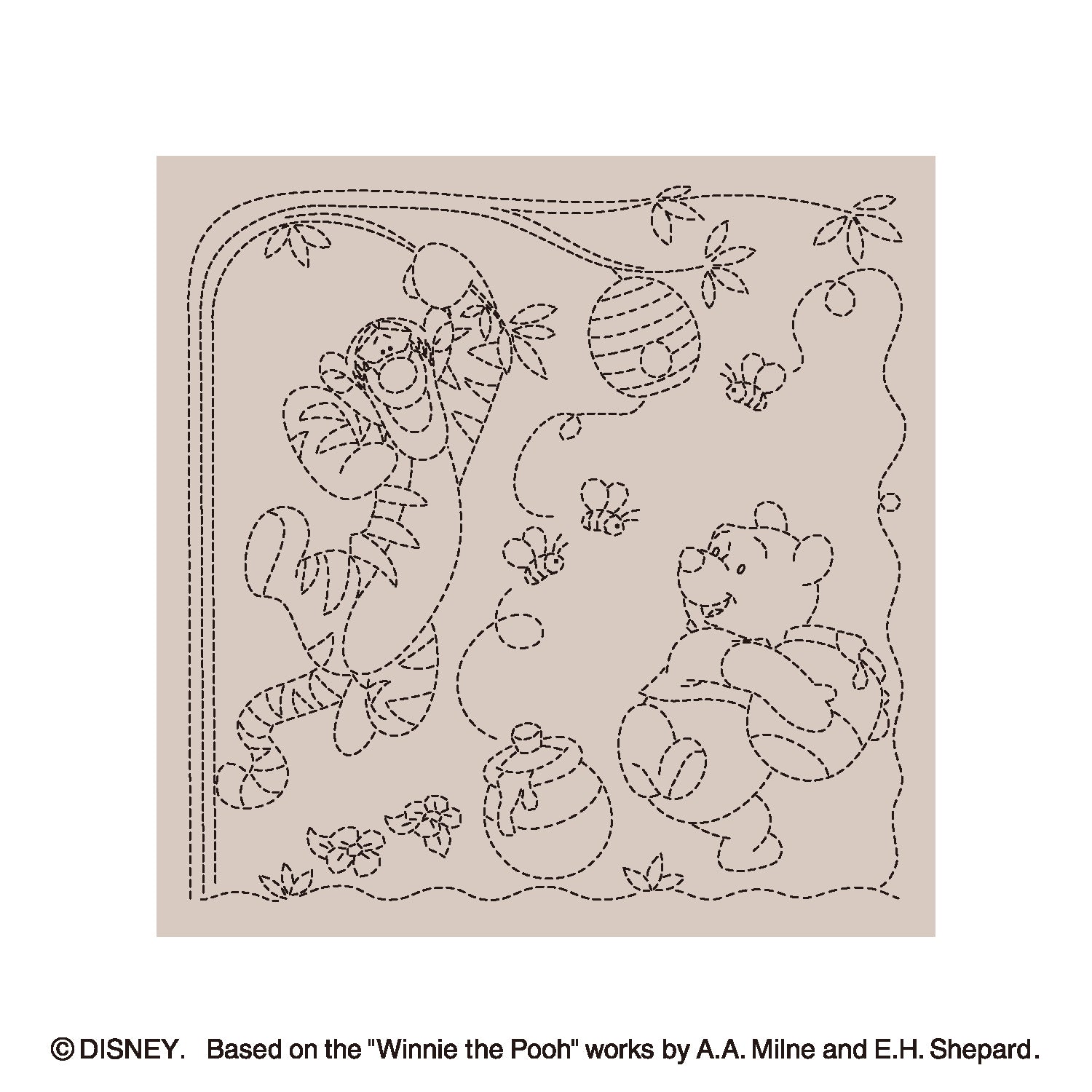 Sashiko Sampler H-10129 Pooh &amp; Tigger (Almond Milk)
