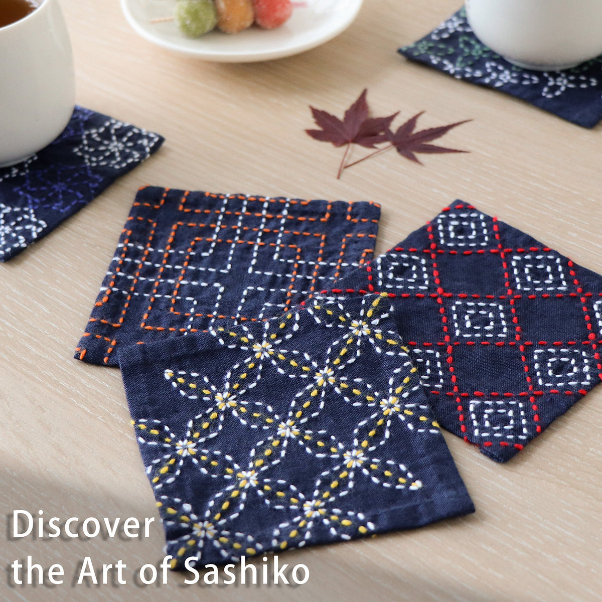 Sashiko Tsumugi Coasters (Set of 5) SK-401、SK-402