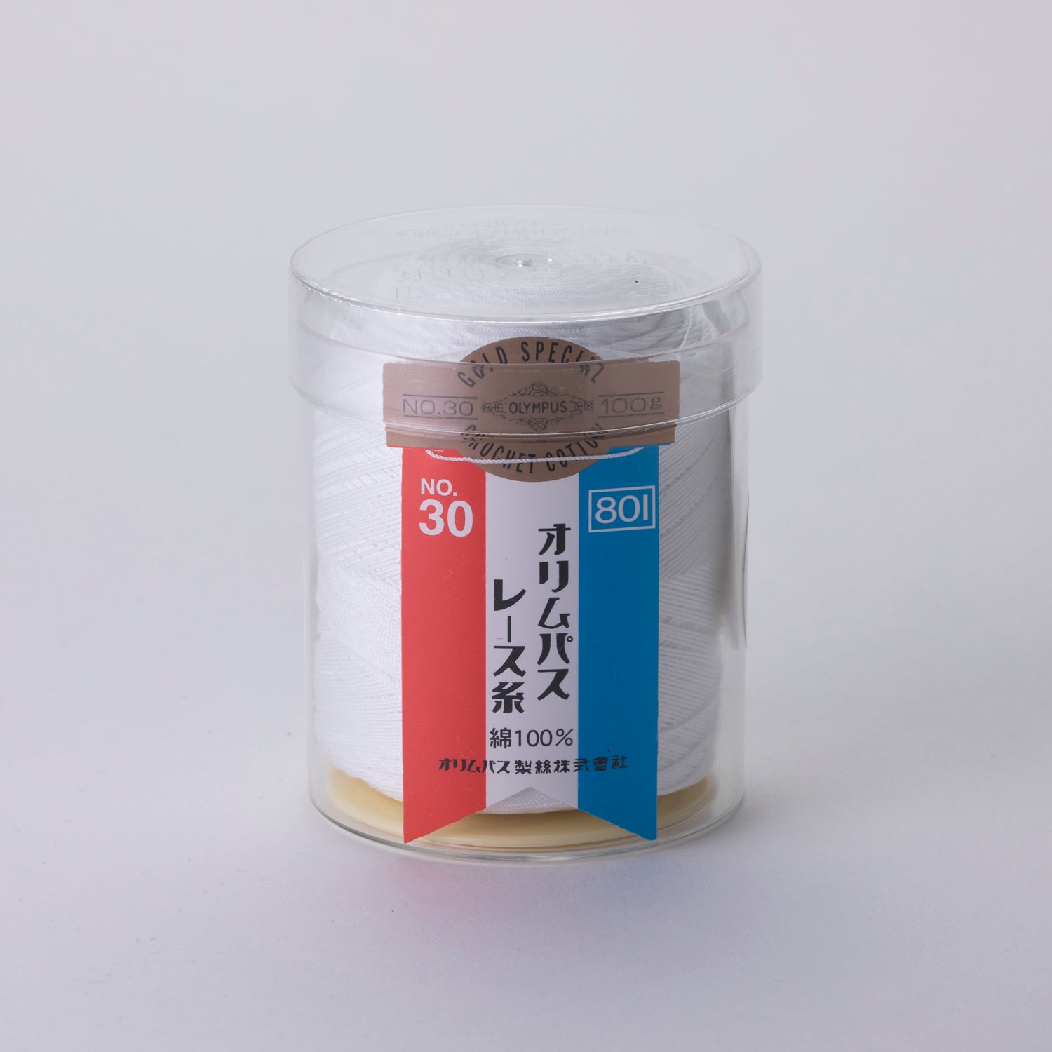 金票30番レース糸 100g玉巻 白