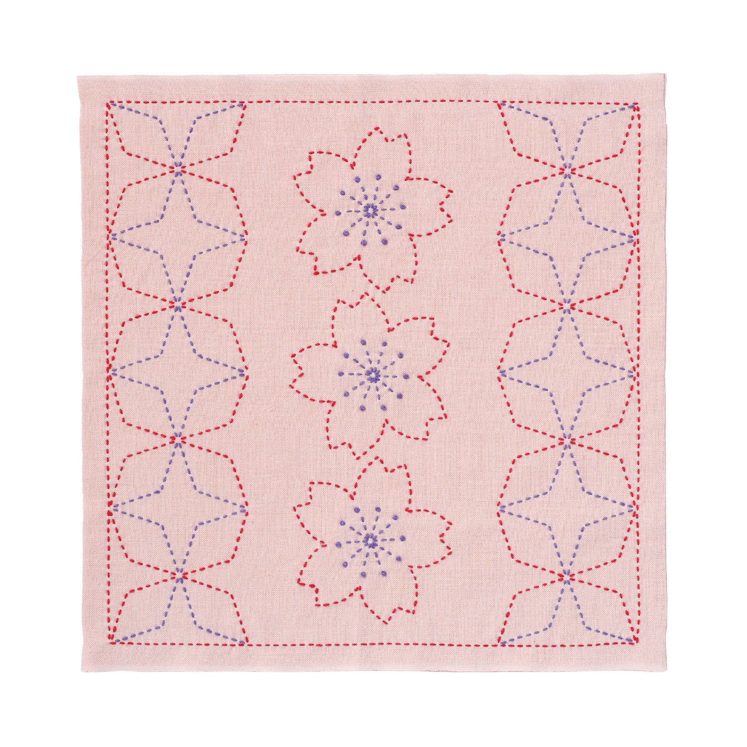 刺し子243 花ふきん桜と角七宝