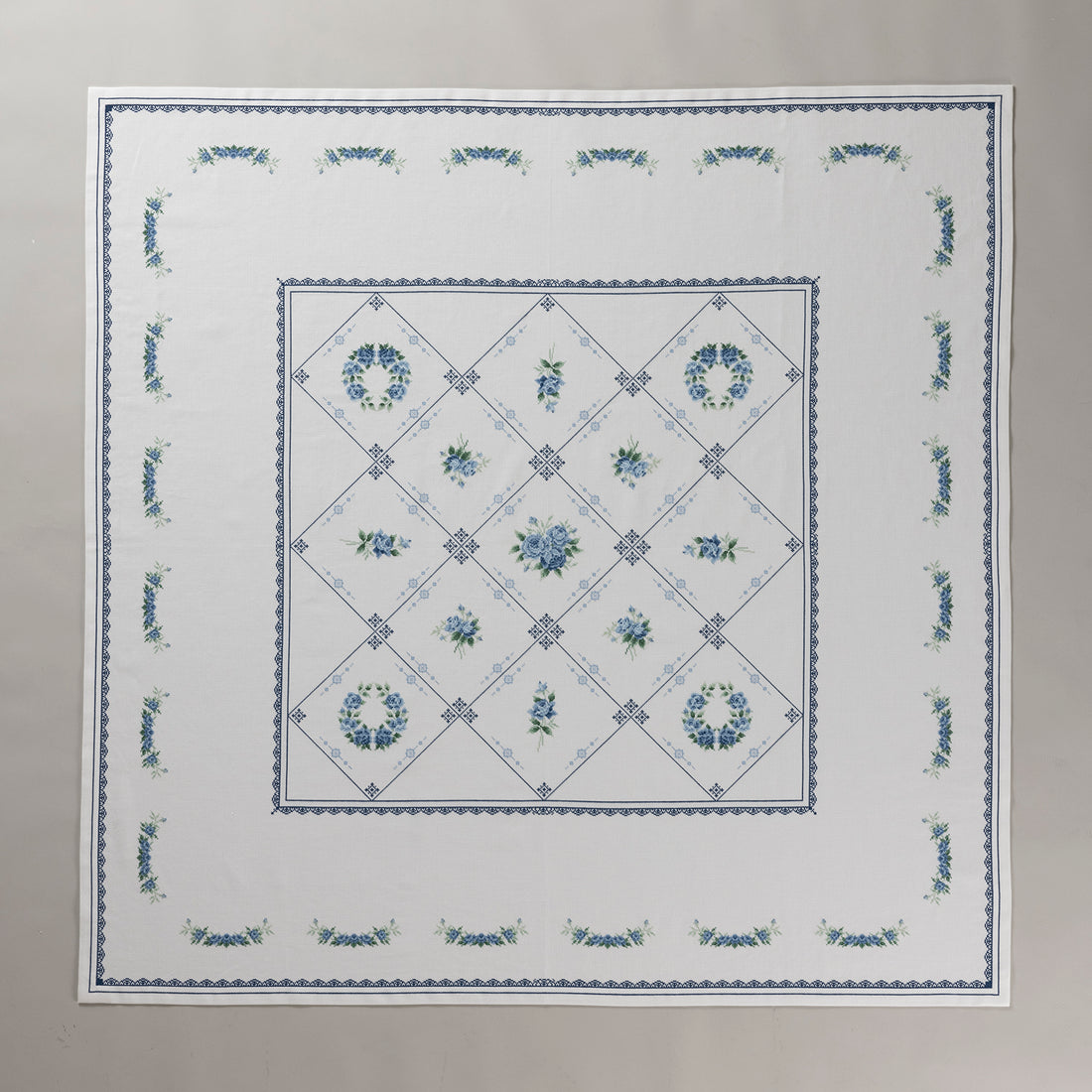 No.1204 Blue rose motif tablecloth