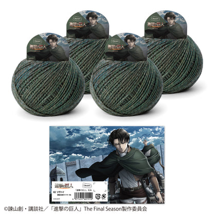 「進撃の巨人」コラボ商品全種セット（毛糸3種＋アクリルスタンド（レース糸付き）16種＋アクリルバッジ（レース糸付き）16種）
