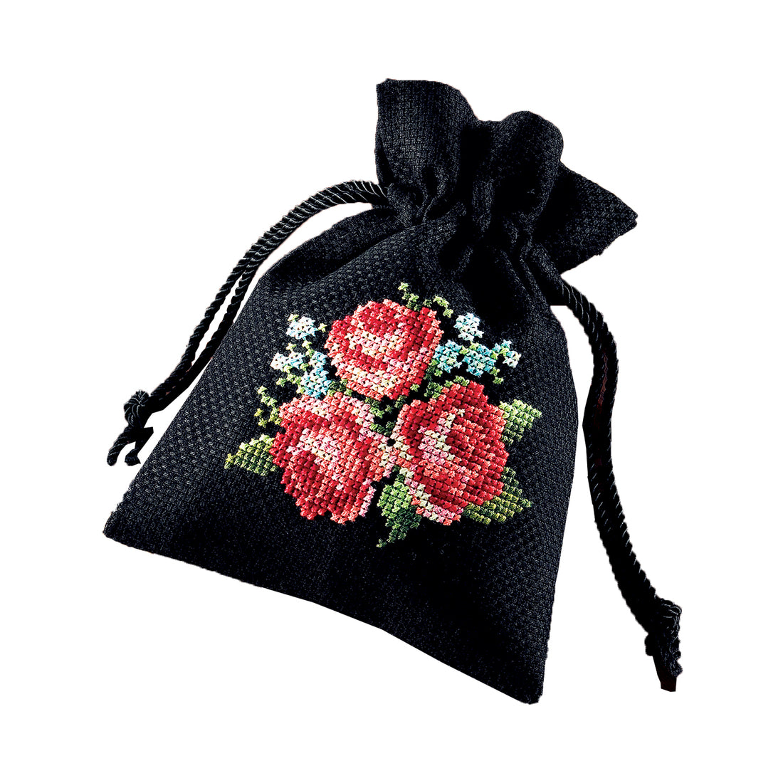 No.9017 Gentle floral embroidery accessory Drawstring bag Rose