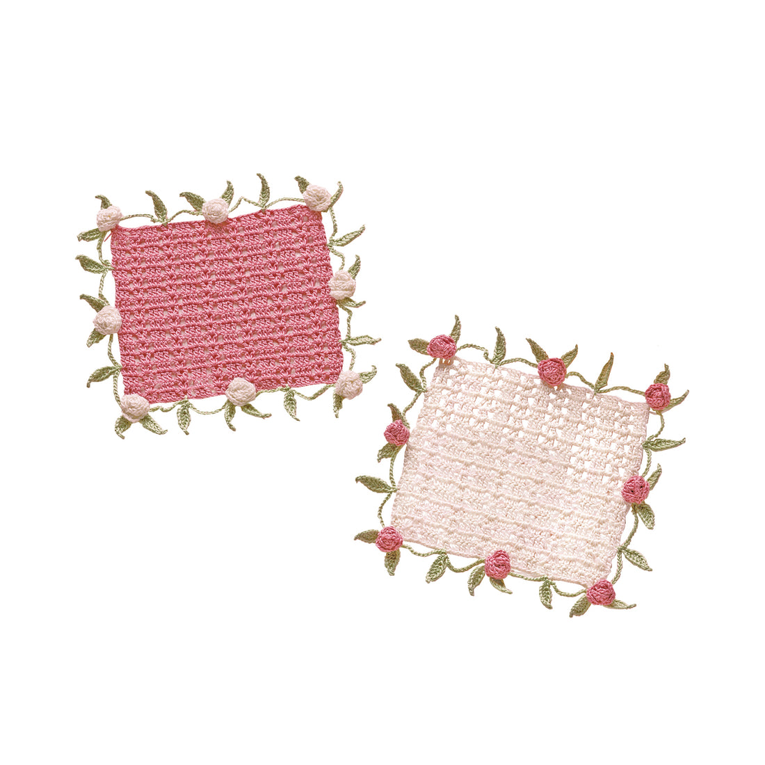 EG-97 Rose motif and leaf doily (set of 2)