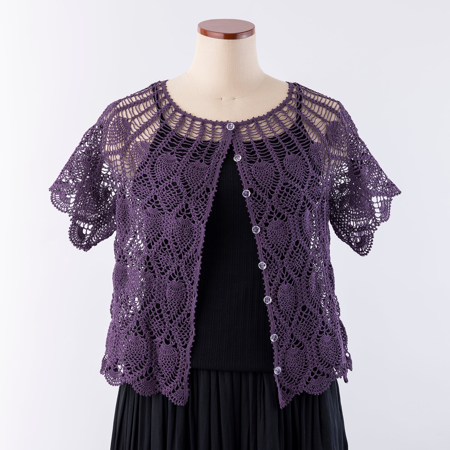 Pineapple pattern round yoke bolero