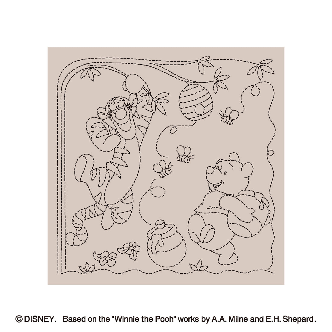 Sashiko Sampler H-10129 Pooh & Tigger (Almond Milk)