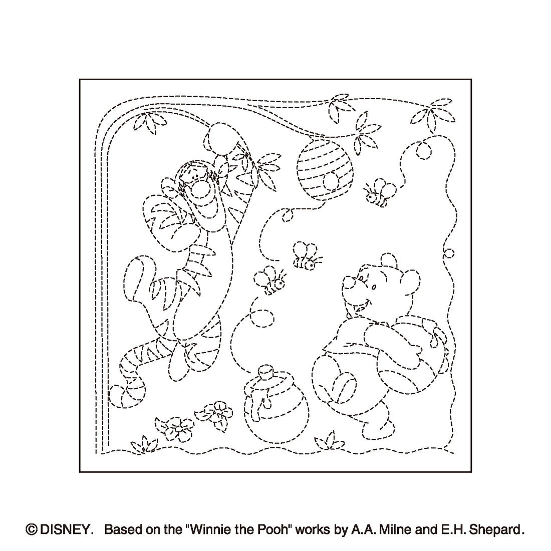 Sashiko Sampler H-1129 Pooh & Tigger (white)
