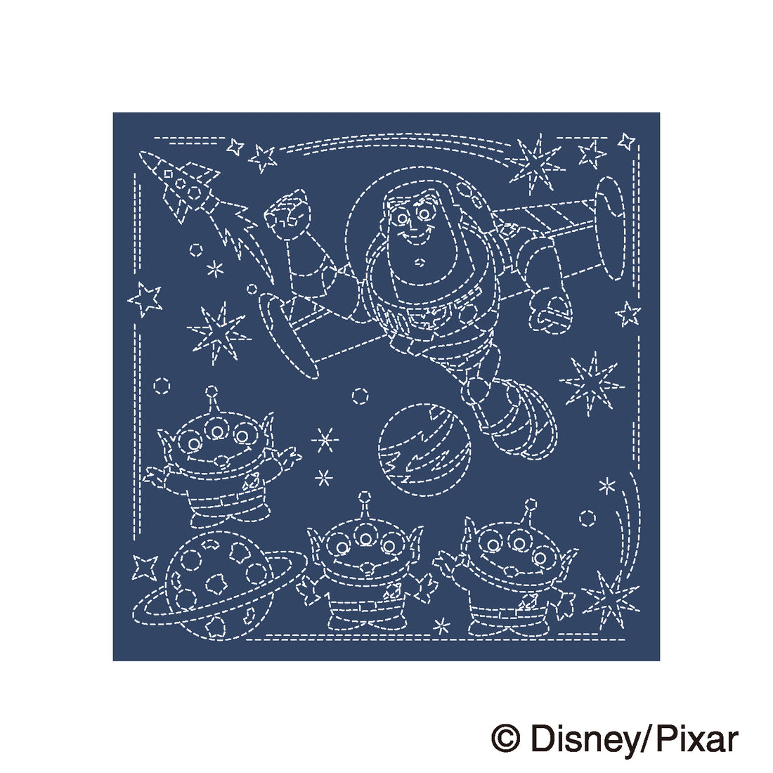 Sashiko Sampler H-14130 Buzz & Alien (Navy Blue)