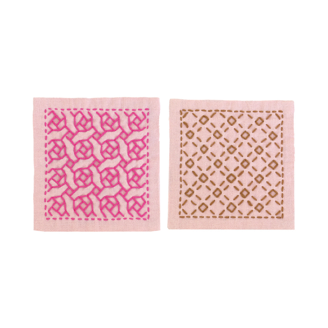 SK-298 Hitomezashi coaster (set of 2) Rose, check