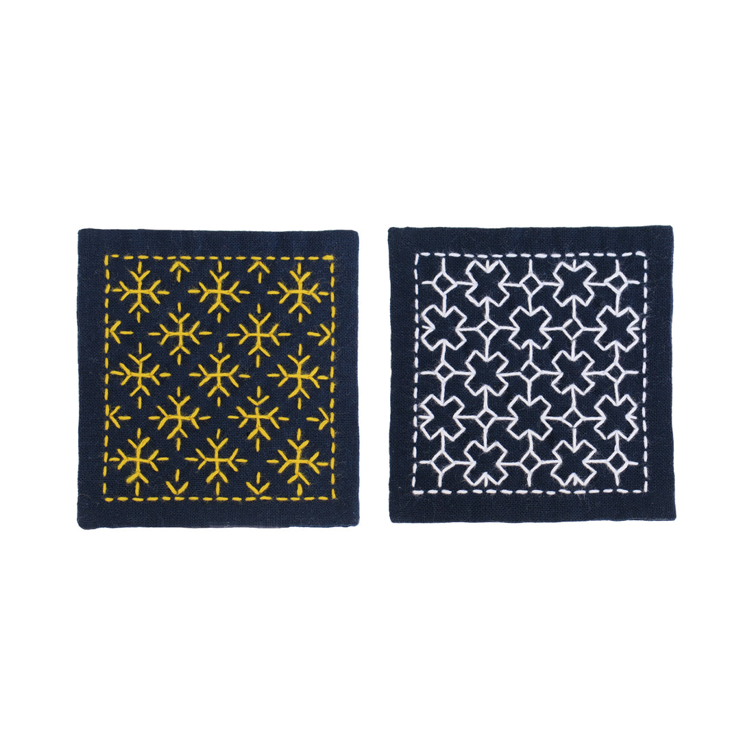 SK-300 Hitomezashi coaster (set of 2) Snowflake and Linked-Cross