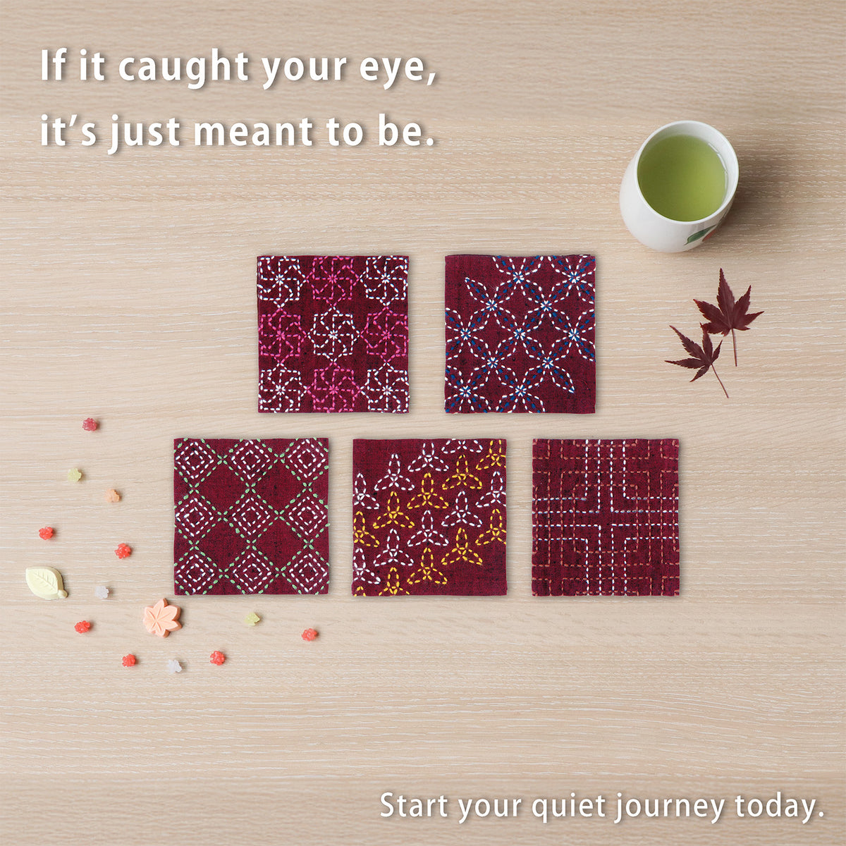 Sashiko Tsumugi Coasters (Set of 5) SK-401、SK-402