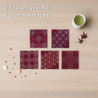 Sashiko Tsumugi Coasters (Set of 5) SK-401、SK-402