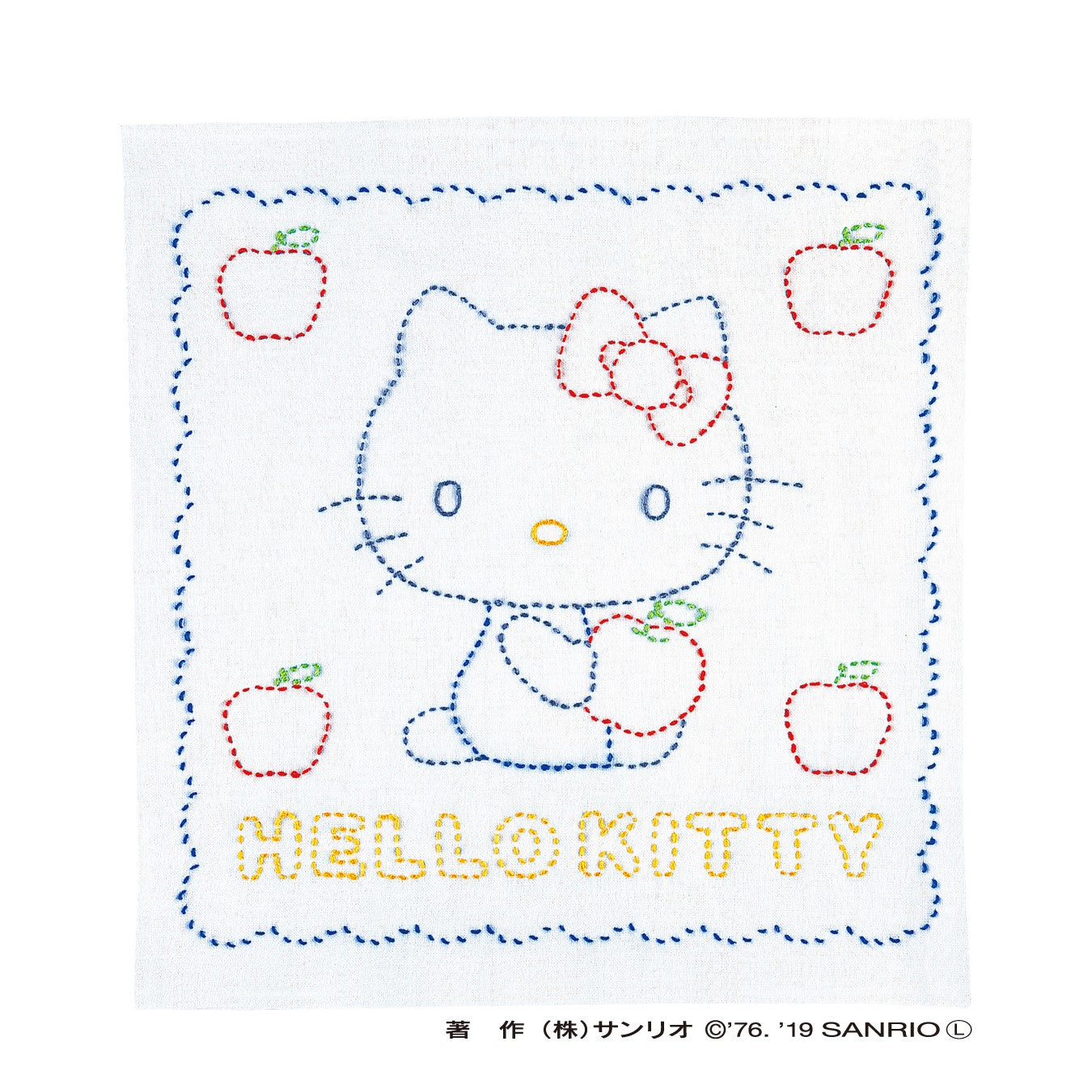 Sashiko 205 Flower Dishcloth Hello Kitty and Apple