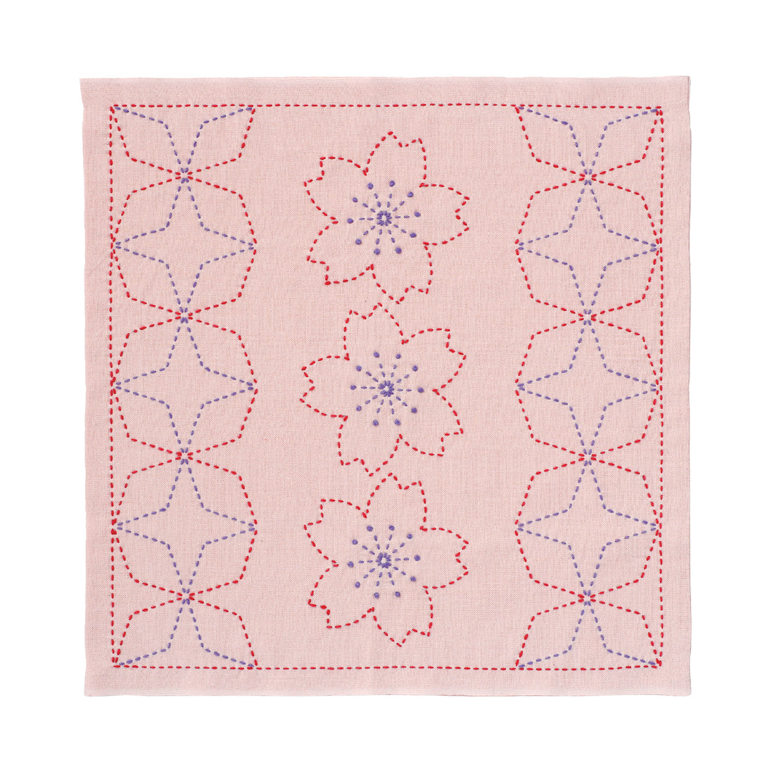 Sashiko 243 Sashiko Sampler with Cherry Blossoms and Kaku-Shippo