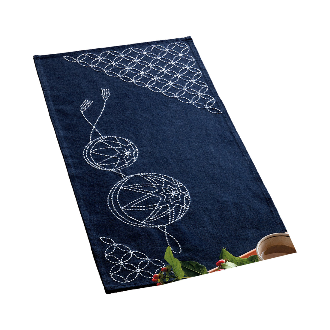 Sashiko 261 Centerpiece Temari and Shippo-Tsunagi (Navy)