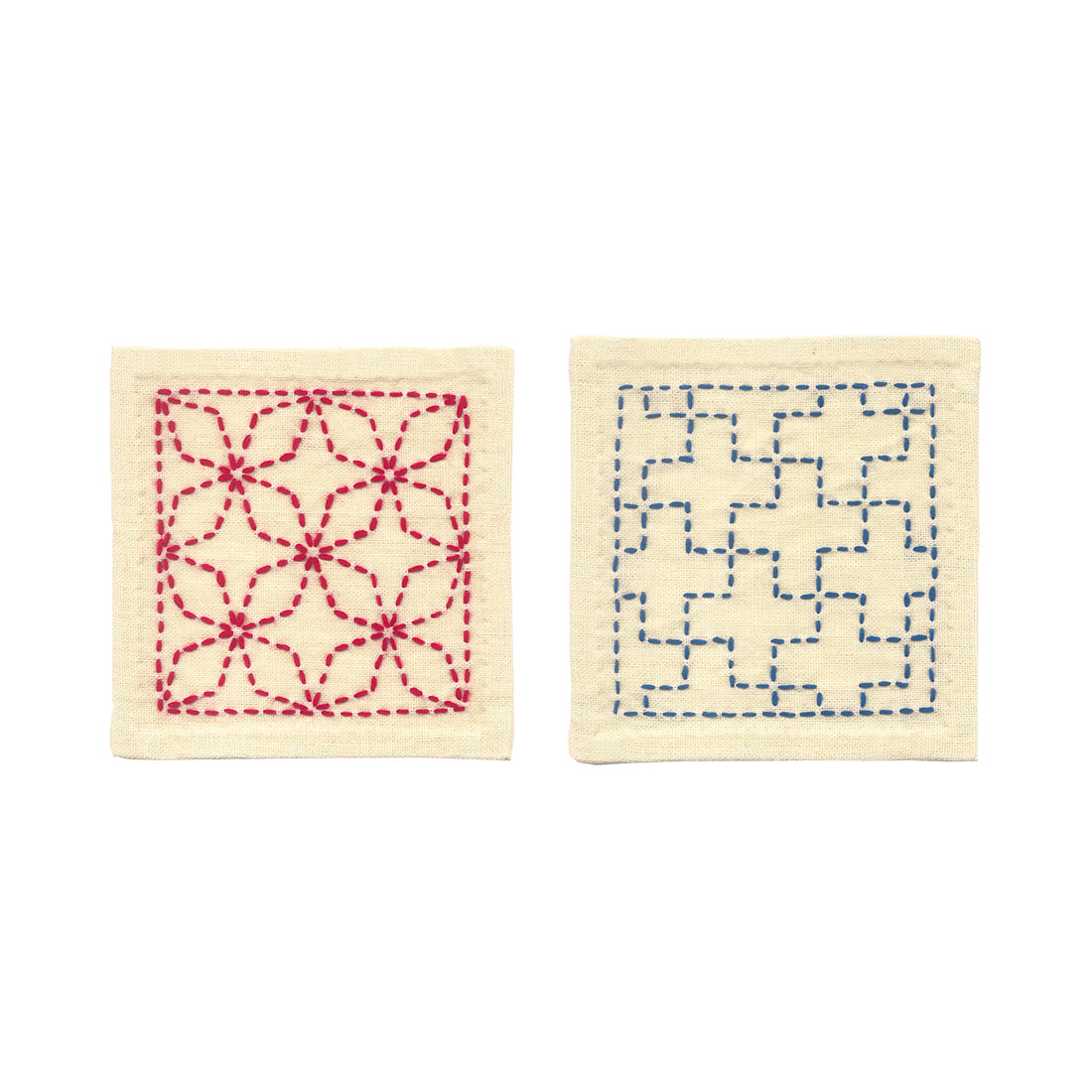 Sashiko 264 Kaku-Shippo and Juji-Tsunagi (Ecru)