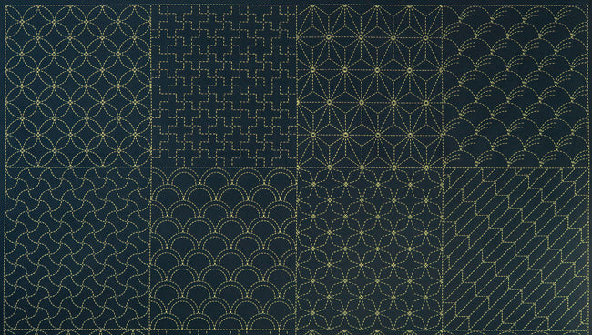 Sashiko cloth printed, 8 panel pattern, roll