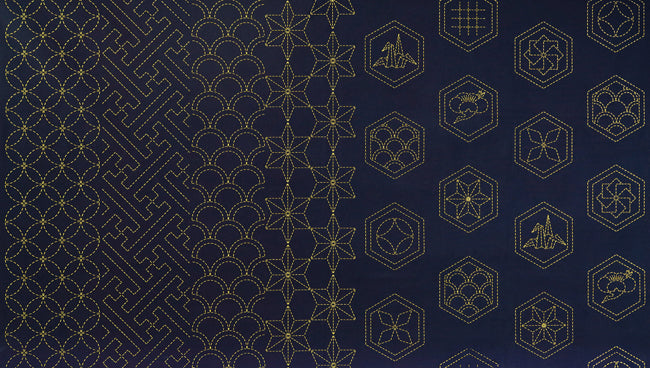 Sashiko Cloth Printed Classical Flow Pattern Roll