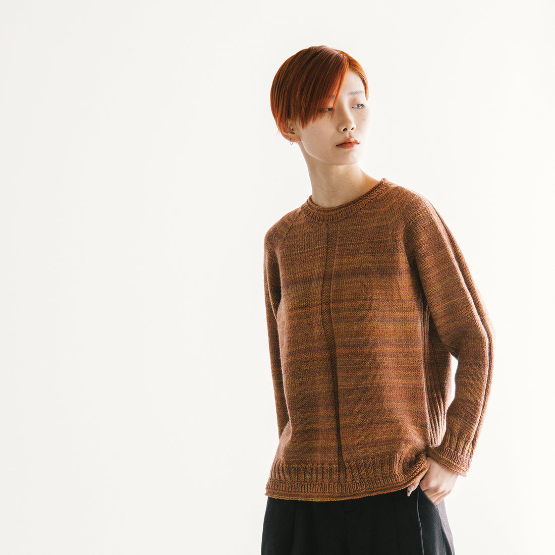 Top-down block rib sweater knitting pattern